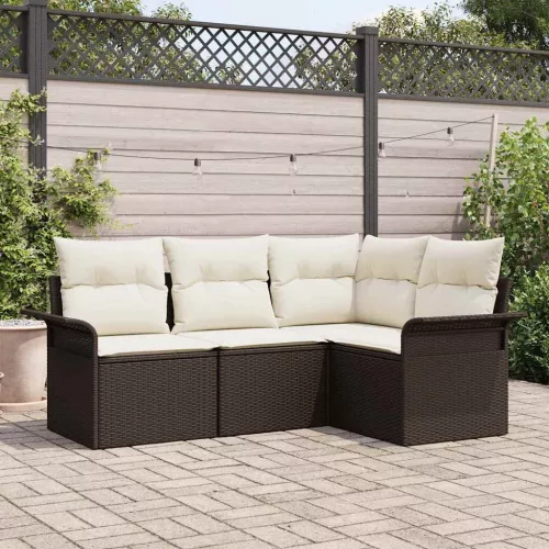 vidaXL Kerti Kanapé Szett párnával 4 pcs Barna polirattan