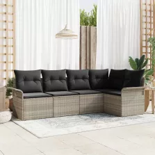   vidaXL Kerti Kanapé Szett 5 pcs 242.5 x 132.5 x 85 cm Poli rattan