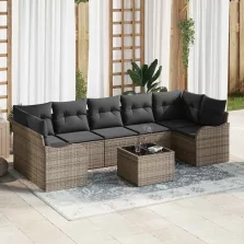   vidaXL Kerti Kanapé Szett 8 pcs Szürke 55 x 55 x 37 cm Poli rattan