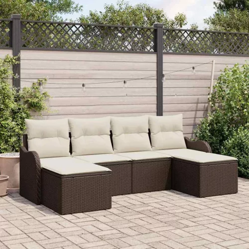 vidaXL Kerti Kanapé Szett párnával 6 pcs Barna Poli rattan