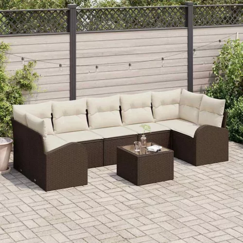 vidaXL Kerti Kanapé Szett Barna 55 x 55 x 37 cm polirattan