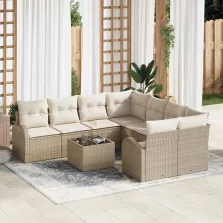 vidaXL Kerti Kanapé Szett Bézs 55 x 55 x 37 cm polirattan