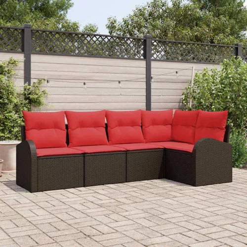 vidaXL Kerti Kanapé Szett 5 pcs Barna polirattan