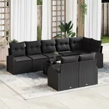   vidaXL Kerti Kanapé Szett párnával 9 pcs 289 x 124 x 85 cm Poli rattan