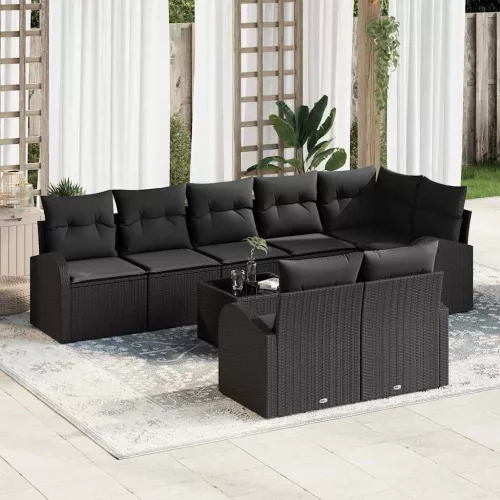 vidaXL Kerti Kanapé Szett párnával 9 pcs 289 x 124 x 85 cm Poli rattan