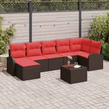   vidaXL Kerti Kanapé Szett párnával 8 pcs Barna Poly Rattan