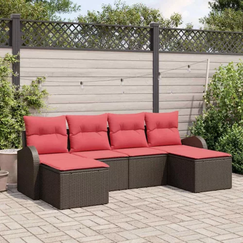 vidaXL Kerti Kanapé Szett párnával 6 pcs Barna Poly Rattan