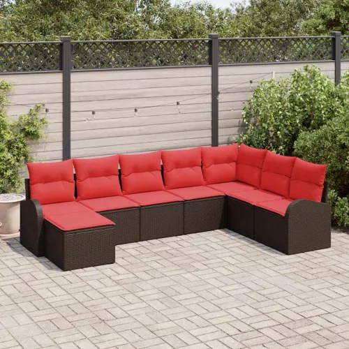 vidaXL Kerti Kanapé Szett 8 pcs Barna Poli rattan