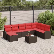   vidaXL Kerti Kanapé Szett párnával 9 pcs Barna Poly Rattan