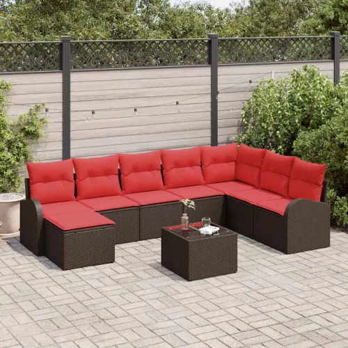 vidaXL Kerti Kanapé Szett párnával 9 pcs Barna Poly Rattan