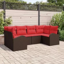   vidaXL Kerti Kanapé Szett párnával 6 pcs Barna Poly Rattan