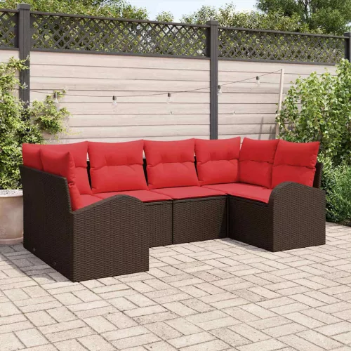 vidaXL Kerti Kanapé Szett párnával 6 pcs Barna Poly Rattan