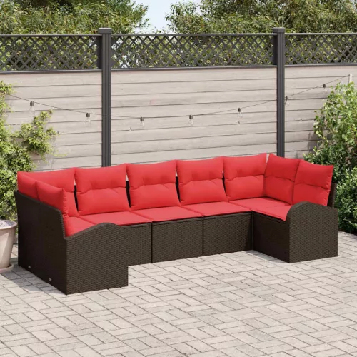 vidaXL Kerti Kanapé Szett párnával 7 pcs Barna Poly Rattan