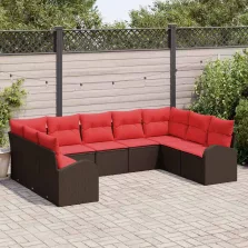 vidaXL Kanapé Szett párnával Barna Poly Rattan