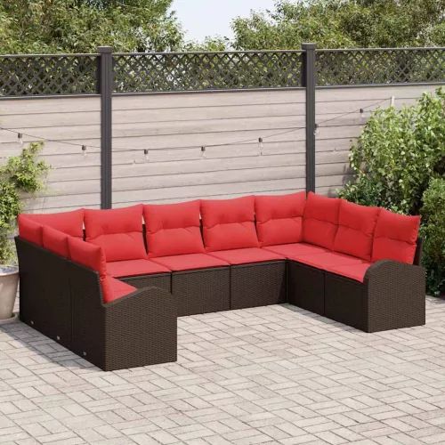 vidaXL Kanapé Szett párnával Barna Poly Rattan