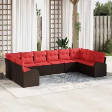 vidaXL Kanapé Szett párnával 10 pcs Barna polirattan