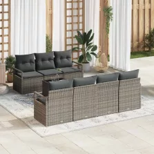   vidaXL Kerti Kanapé Szett 8 pcs Szürke 55 x 55 x 37 cm polirattan
