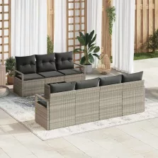   vidaXL Kerti Kanapé Szett 8 pcs Világosszürke 55 x 55 x 37 cm