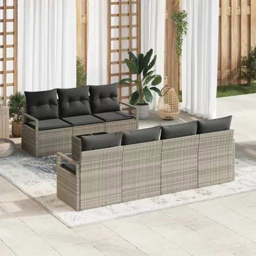 vidaXL Kerti Kanapé Szett 8 pcs Világosszürke 55 x 55 x 37 cm