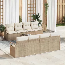   vidaXL Kerti Kanapé Szett 7 pcs Beige és krém 55 x 55 x 37 cm