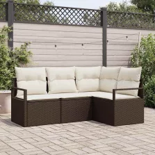 vidaXL Kerti Kanapé Szett 4 pcs Barna Poli rattan