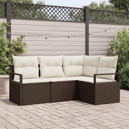 vidaXL Kerti Kanapé Szett 4 pcs Barna Poli rattan