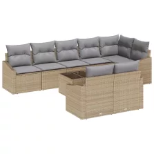   vidaXL 9 részes kertibútor szett párnákkal fekete poli rattan