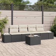   vidaXL Kerti Kanapé Szett 5 pcs Fekete és Krém 55 x 55 x 37 cm