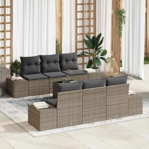 vidaXL Kerti Kanapé Szett 7 pcs Szürke Poli rattan
