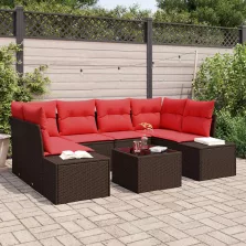 vidaXL Kerti Kanapé Szett párnával 7 pcs Barna polirattan