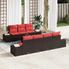 vidaXL Kerti Kanapé Szett párnával 8 pcs Barna polirattan