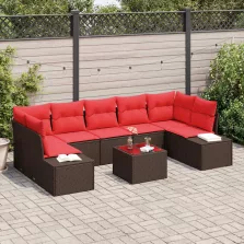vidaXL Kerti Kanapé Szett párnával 8 pcs Barna polirattan