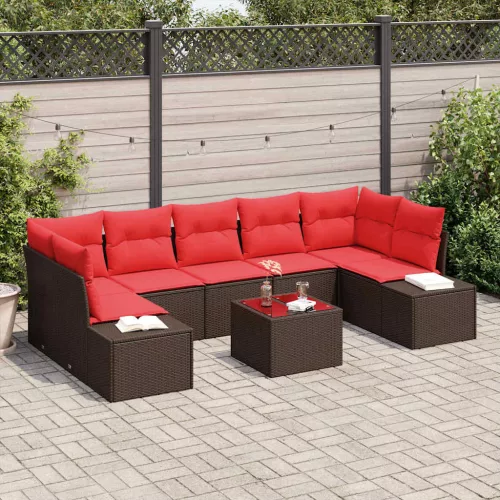 vidaXL Kerti Kanapé Szett párnával 8 pcs Barna polirattan