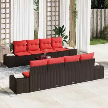 vidaXL Kerti Kanapé Szett párnával 9 pcs Barna polirattan