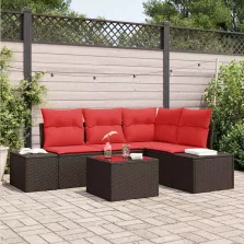 vidaXL Kerti Kanapé Szett párnával 5 pcs Barna polirattan