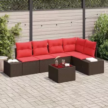 vidaXL Kerti Kanapé Szett párnával 6 pcs Barna polirattan