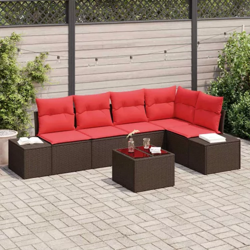 vidaXL Kerti Kanapé Szett párnával 6 pcs Barna polirattan