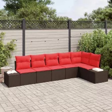 vidaXL Kerti Kanapé Szett párnával 6 pcs Barna polirattan