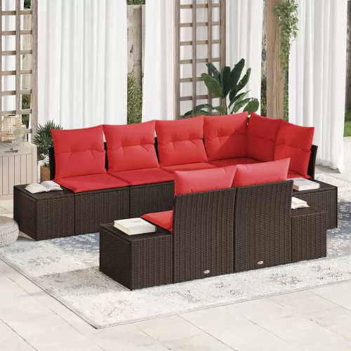 vidaXL Kerti Kanapé Szett párnával 7 pcs Barna polirattan