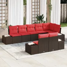 vidaXL Kerti Kanapé Szett párnával 8 pcs Barna polirattan