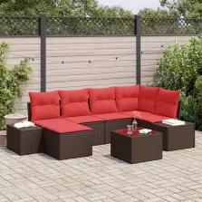 vidaXL Kerti Kanapé Szett párnával 7 pcs Barna polirattan