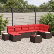 vidaXL Kerti Kanapé Szett párnával 8 pcs Barna polirattan