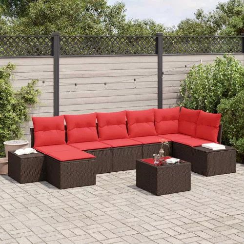 vidaXL Kerti Kanapé Szett párnával 8 pcs Barna polirattan