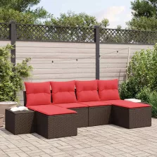 vidaXL Kerti Kanapé Szett párnával 6 pcs Barna polirattan