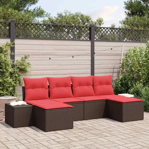 vidaXL Kerti Kanapé Szett párnával 6 pcs Barna polirattan