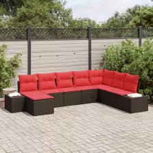 vidaXL Kerti Kanapé Szett párnával 8 pcs Barna polirattan