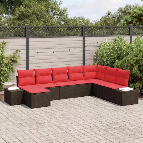 vidaXL Kerti Kanapé Szett párnával 8 pcs Barna polirattan