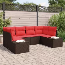 vidaXL Kerti Kanapé Szett párnával 6 pcs Barna polirattan
