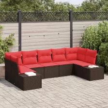 vidaXL Kerti Kanapé Szett párnával 7 pcs Barna polirattan