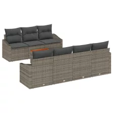   vidaXL 8 Darabos Kerti Kanapé Szett Párnákkal Szürke Poly Rattan Akác